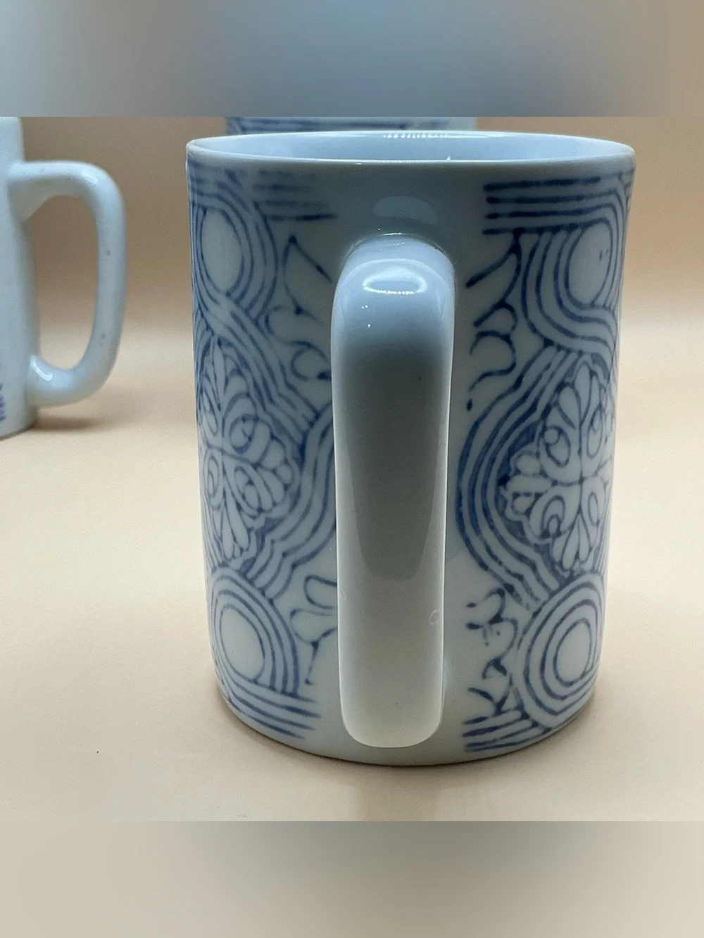 Pier 1 Vintage Blue & White Geometric Mug Set (2)
